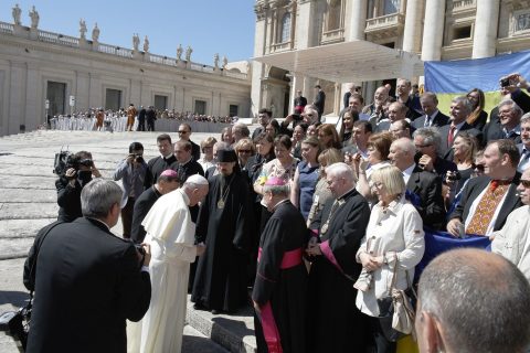 Pope Francis meeting Chernobyl victims and Liquidators in the Vatican, 2016.